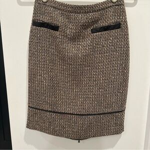 Club Monaco Tweed Pencil Skirt with Leather Details